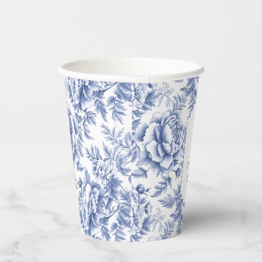 Blauwe Toile Bloem Doop Papier Cup Papieren Bekers (Rechts)