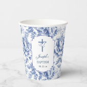 Blauwe Toile Bloem Doop Papier Cup Papieren Bekers (Voorkant)