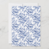 Blauwe Toile Bloem Doop Uitnodiging (Achterkant)