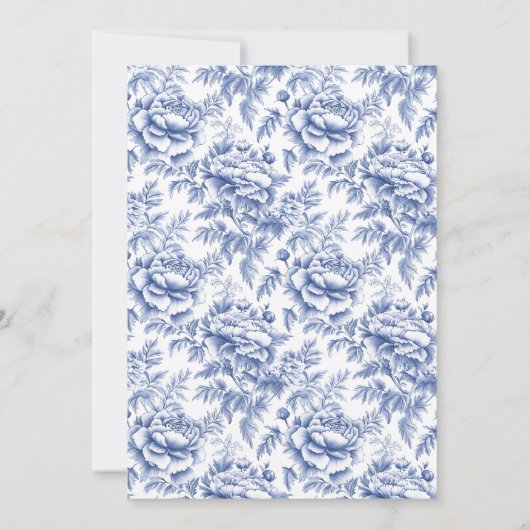 Blauwe Toile Bloem Doop Uitnodiging (Achterkant)