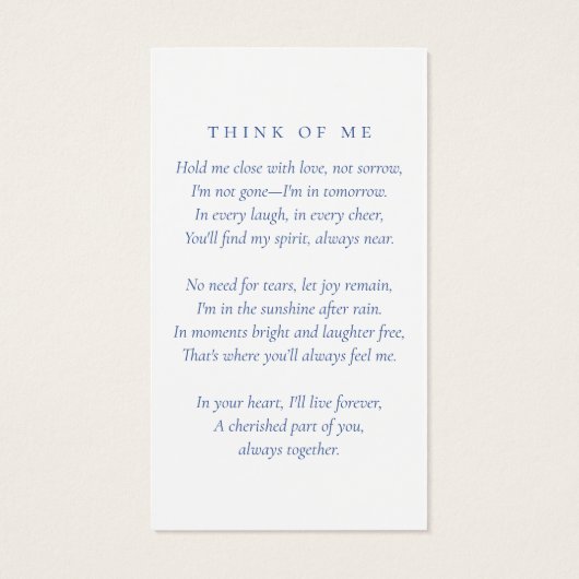 Blauwe Toile Bloemen Foto Begrafenisgebed Kaart (Achterkant)