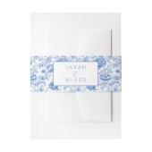 Blauwe Toile Bloemen Nodig Belly Band Uitnodigingen Wikkel (Voorkant Voorbeeld)