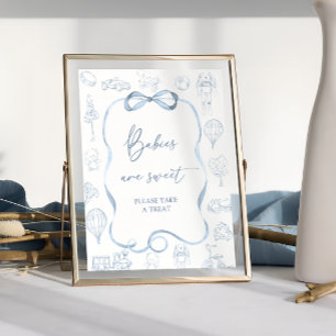 Blauwe Toile de Jouy Baby Shower Baby's zijn Schat Poster