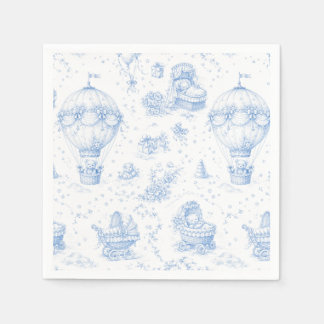 Blauwe Toile de Jouy Baby Shower Servetten