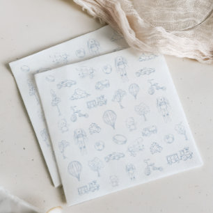 Blauwe Toile De Jouy Babykamer Baby Shower Servet