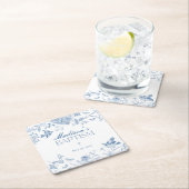 Blauwe Toile de Jouy  Bloemendoop Kartonnen Onderzetters (Insitu)