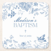 Blauwe Toile de Jouy  Bloemendoop Kartonnen Onderzetters (Voorkant)