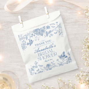 Blauwe Toile De Jouy Bloemige Bruidsdouche Dessert Bedankzakje
