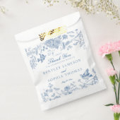 Blauwe Toile De Jouy Bloemige Trouwdessert Bedankzakje (Gezegeld)