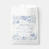 Blauwe Toile De Jouy Bloemige Trouwdessert Bedankzakje (Voorkant)