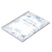 Blauwe Toile De Jouy Bloemrijke Letters aan de Jar Notitieboek (Linkerzijde)