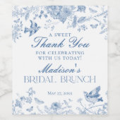 Blauwe Toile De Jouy Bruids Brunch Favorieten Wijn Etiket (Enkel label)