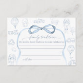 Blauwe Toile de Jouy familietradities Informatiekaartje (Voorkant)