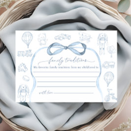 Blauwe Toile de Jouy familietradities Informatiekaartje