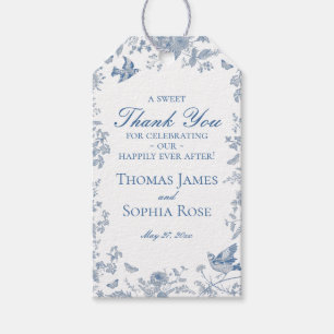 Blauwe Toile De Jouy Huwelijksfeest Favorieten Cadeaulabel