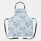 Blauwe Toile de Jouy Koken & Bakken Cadeaukeuken Schort (Voorkant)