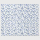 Blauwe Toile de Jouy Paashaas Cadeaupapier (Vlak)