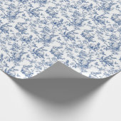 Blauwe Toile de Jouy Paashaas Cadeaupapier (Hoek)