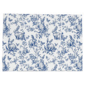 Blauwe Toile de Jouy Paashaas Groot Cadeauzakje (Achterkant)