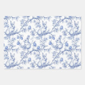 Blauwe Toile de Jouy Paashaas Inpakpapier Vel (Voorkant 2)