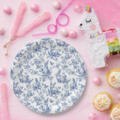 Blauwe Toile de Jouy Paashaas Papieren Bordje (Feest)