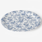 Blauwe Toile de Jouy Paashaas Papieren Bordje (Gekanteld)