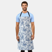 Blauwe Toile de Jouy Paashaas Schort (Gedragen)