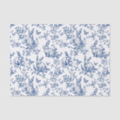 Blauwe Toile de Jouy Paashaas Tissuepapier (Voorkant)