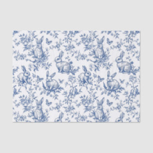 Blauwe Toile de Jouy Paashaas Tissuepapier