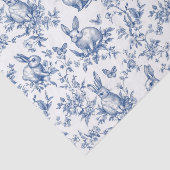 Blauwe Toile de Jouy Paashaas Tissuepapier (Detail)