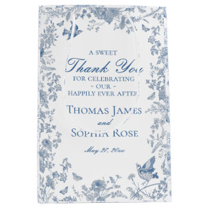 Blauwe Toile De Jouy Wedding Party Favorieten Medium Cadeauzakje