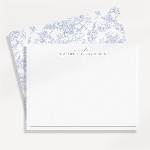 Blauwe Toile Minimalistische Rand Notitiekaart Kaart