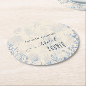 Blauwe toile oceaanthema Bruidsdouche Ronde Kartonnen Onderzetter (Gebogen)