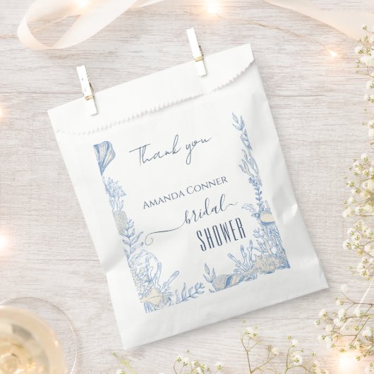 Blauwe toile oceaanthema bruidsshower favoriettasj bedankzakje (Geknipt)