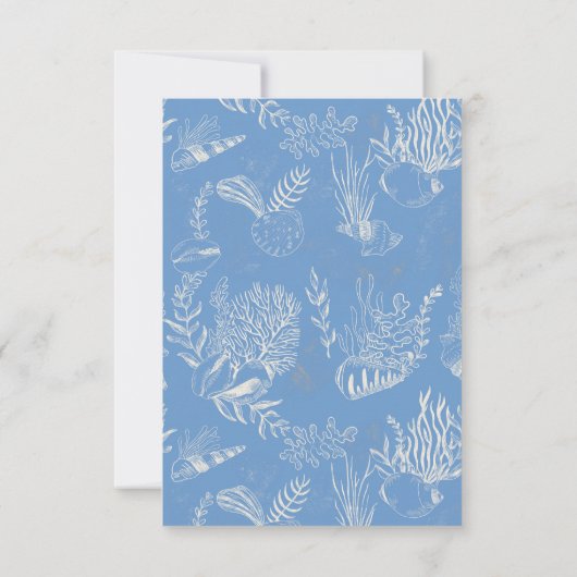 Blauwe Toile Ocean thema bruiloft Bedankkaart (Achterkant)