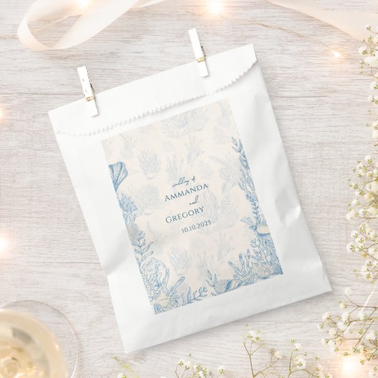 Blauwe Toile Ocean thema bruiloft Bedankzakje (Geknipt)