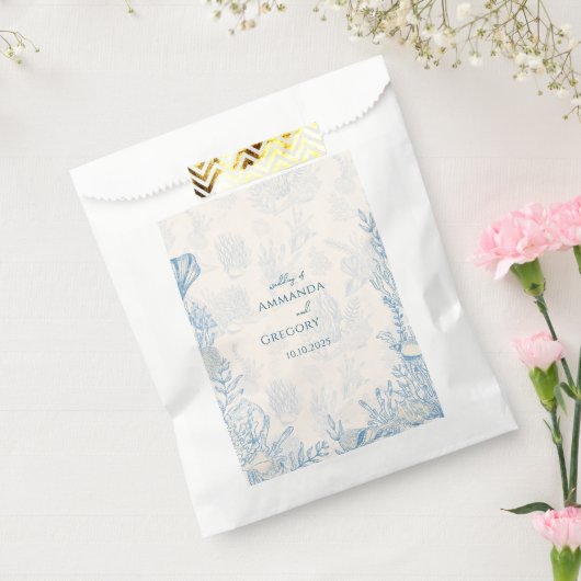 Blauwe Toile Ocean thema bruiloft Bedankzakje (Gezegeld)