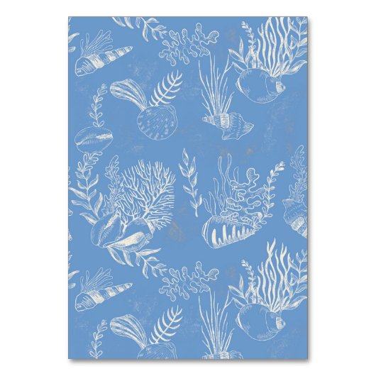 Blauwe Toile Ocean thema bruiloft Kaart (Achterkant)