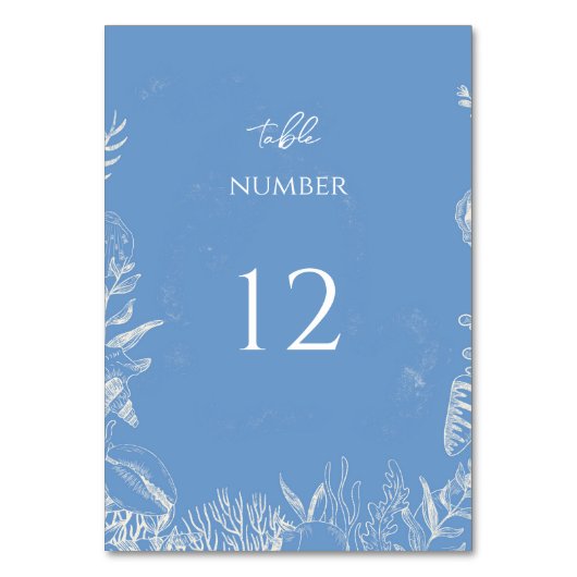 Blauwe Toile Ocean thema bruiloft Kaart (Voorkant)