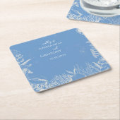 Blauwe Toile Ocean thema bruiloft Kartonnen Onderzetters (Schuin)