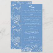 Blauwe Toile Ocean thema bruiloft Menu (Voorkant / Achterkant)