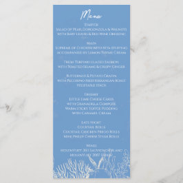 Blauwe Toile Ocean thema bruiloft Menu