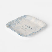 Blauwe Toile Ocean thema bruiloft Papieren Bordje (Gebogen)