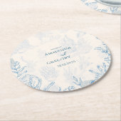 Blauwe Toile Ocean thema bruiloft Ronde Kartonnen Onderzetter (Gebogen)