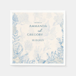 Blauwe Toile Ocean thema bruiloft Servet