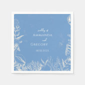 Blauwe Toile Ocean thema bruiloft Servet (Voorkant)