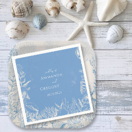 Blauwe Toile Ocean thema bruiloft Servet