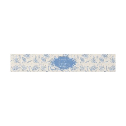 Blauwe Toile Ocean thema bruiloft Uitnodigingen Wikkel (Vlak)