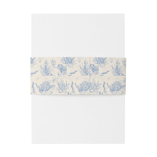 Blauwe Toile Ocean thema bruiloft Uitnodigingen Wikkel (Achterkant Voorbeeld)