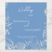 Blauwe Toile Ocean thema bruiloft Wijn Etiket (Enkel label)